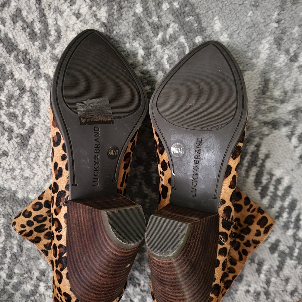 Lucky brand Munise leather cow hair leopard booties Size 9 - Picture 8 of 14
